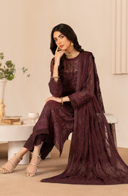 Zarif Thread Works Embroidered Chiffon Unstitched 3Pc Suit ZL-03 HALA