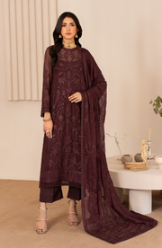 Zarif Thread Works Embroidered Chiffon Unstitched 3Pc Suit ZL-03 HALA