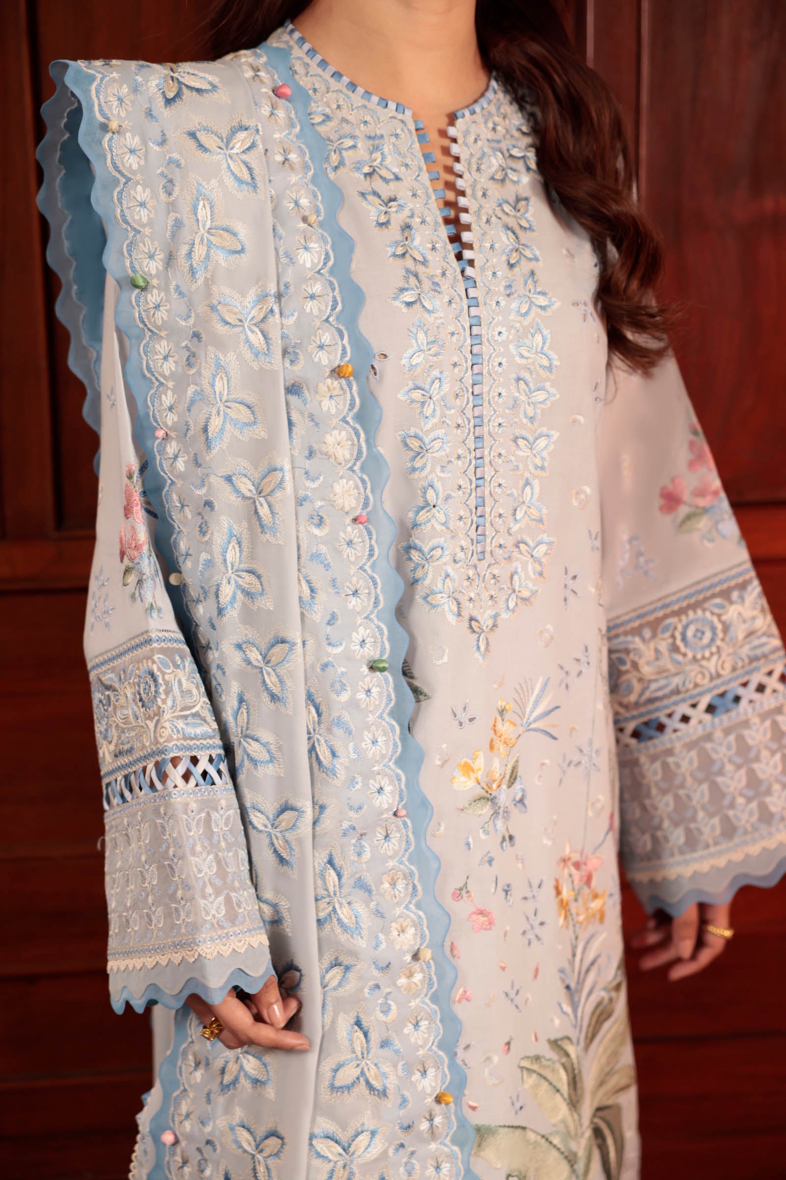 Zaha By Khadijah Shah Embroidered Lawn Unstitched 3Pc Suit ZL24-01B ELA