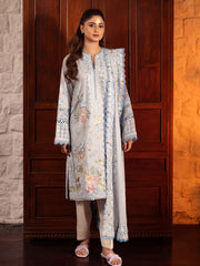 Zaha By Khadijah Shah Embroidered Lawn Unstitched 3Pc Suit ZL24-01B ELA