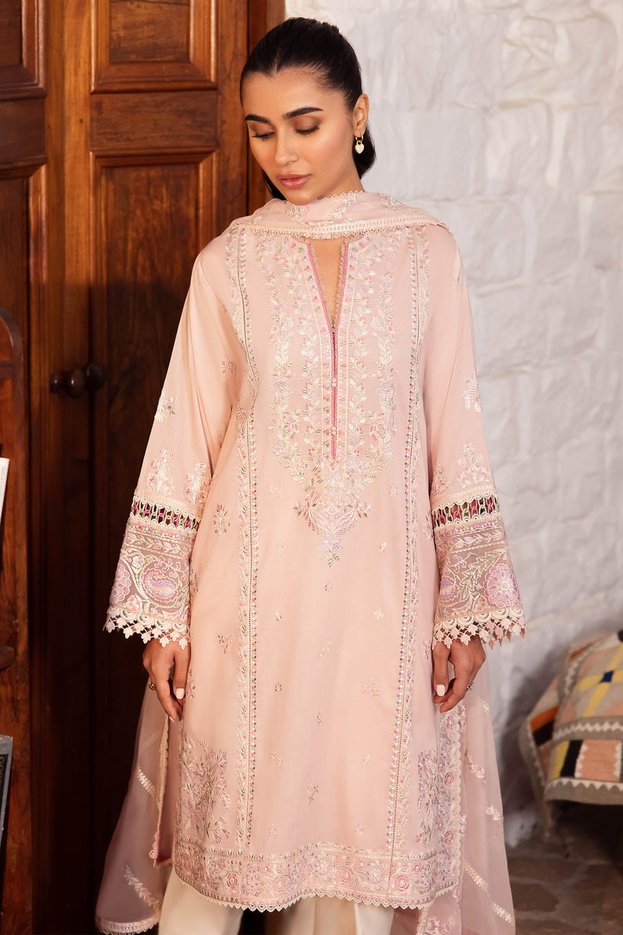 Zaha By Khadijah Shah Embroidered Lawn Unstitched 3Pc Suit ZL24-07A ZENEL