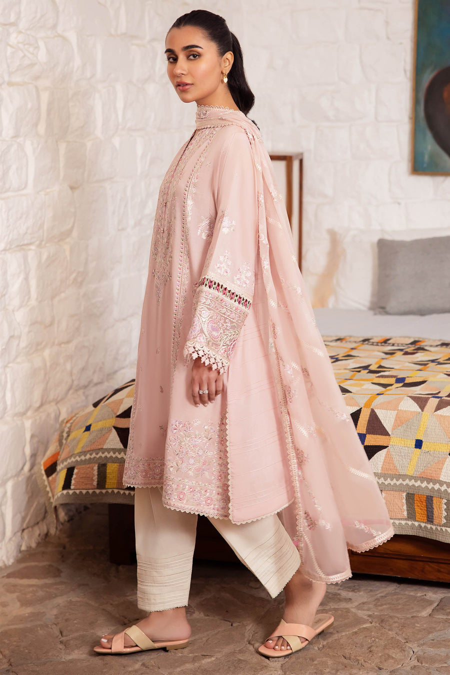Zaha By Khadijah Shah Embroidered Lawn Unstitched 3Pc Suit ZL24-07A ZENEL