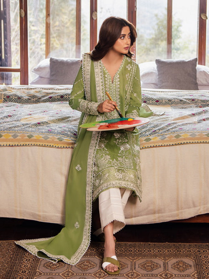 Zaha By Khadijah Shah Embroidered Lawn Unstitched 3Pc Suit ZL24-08A ZEL