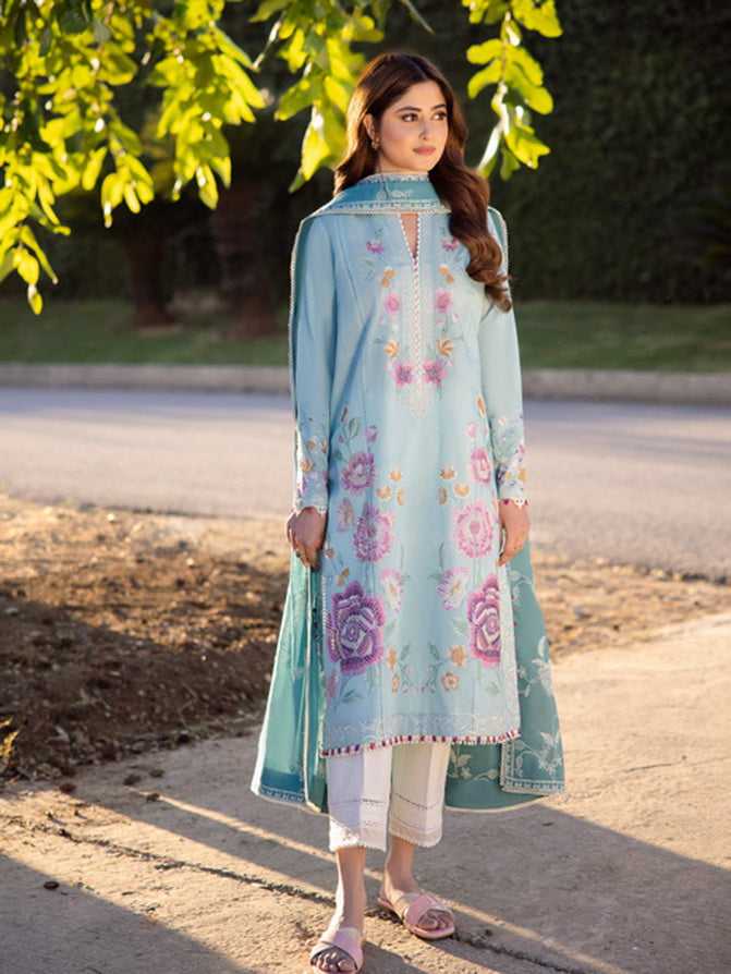 Zaha By Khadijah Shah Embroidered Lawn Unstitched 3Pc Suit ZL24-14B GIZEN