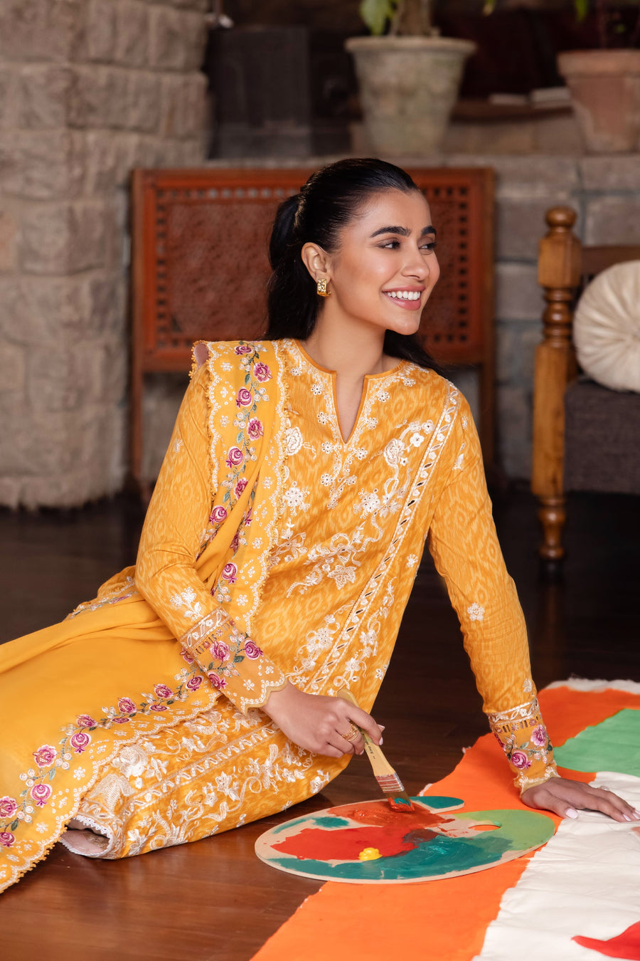Zaha By Khadijah Shah Embroidered Lawn Unstitched 3Pc Suit ZL24-15A NARINA
