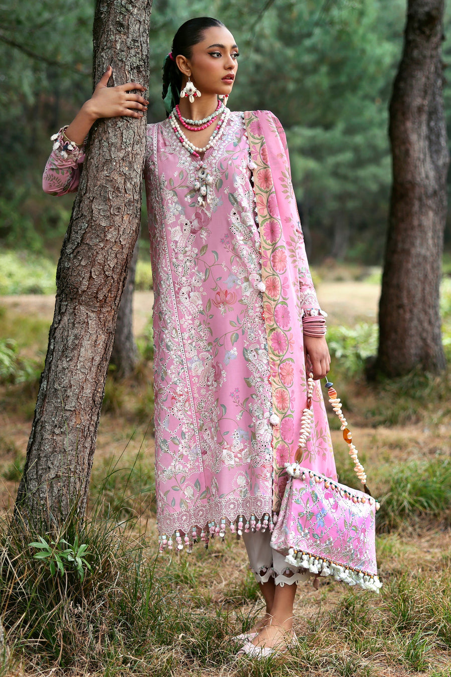 ZAHA Neelum Embroidered Lawn Unstitched 3Pc Suit ZL25-01A ZAYANA