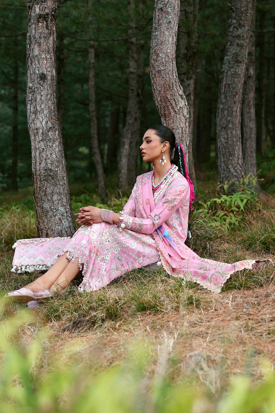 ZAHA Neelum Embroidered Lawn Unstitched 3Pc Suit ZL25-01A ZAYANA