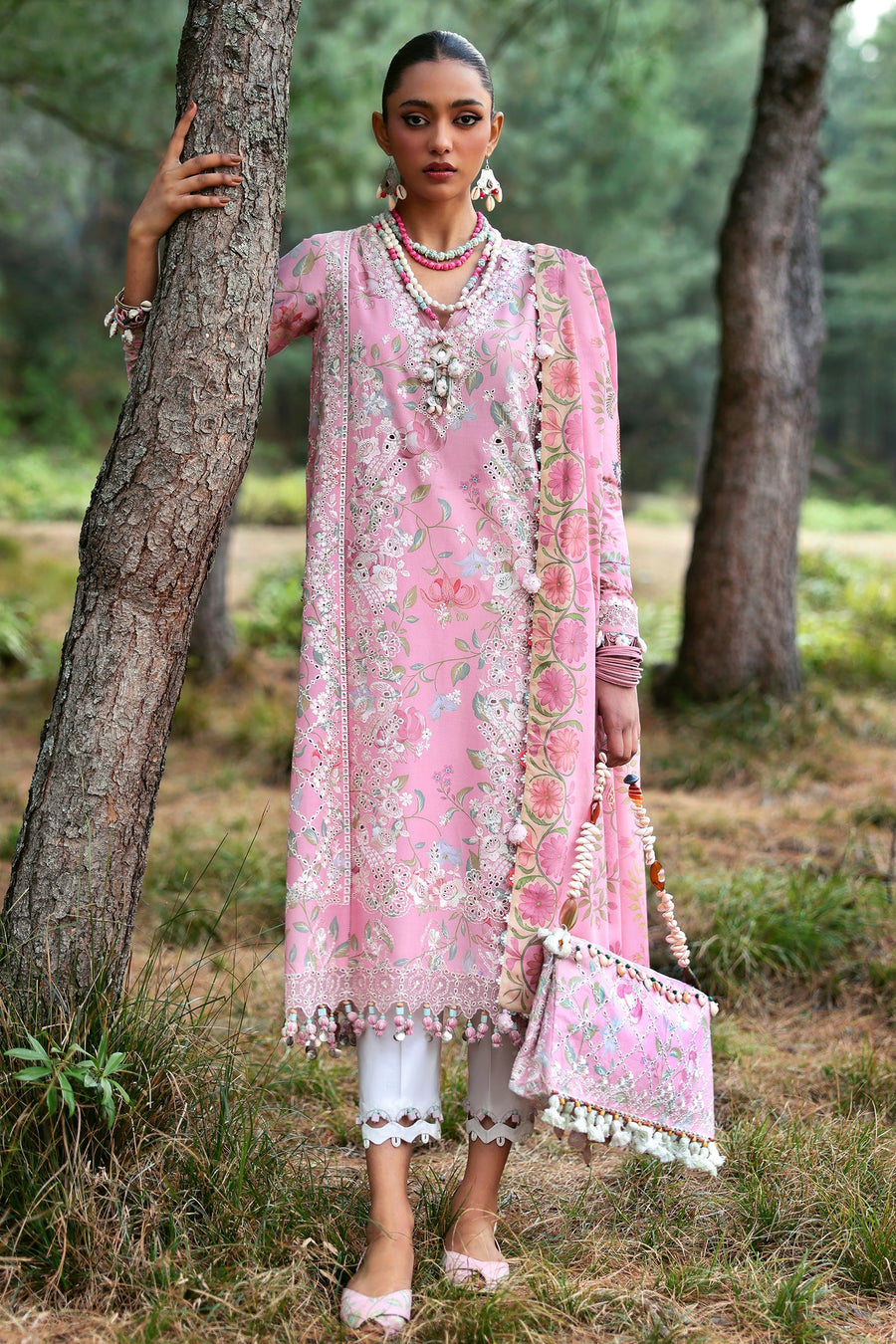 ZAHA Neelum Embroidered Lawn Unstitched 3Pc Suit ZL25-01A ZAYANA