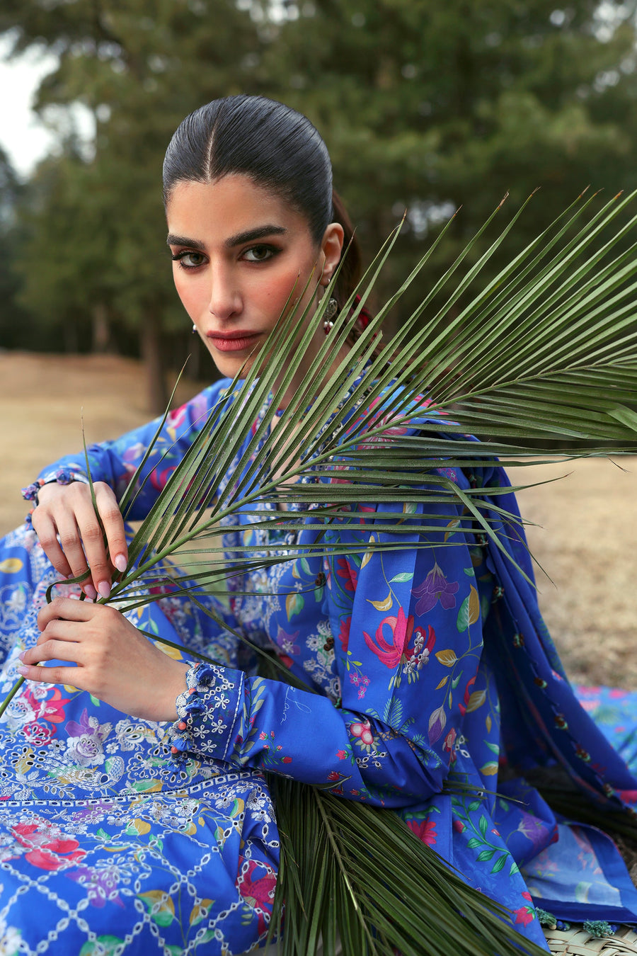 ZAHA Neelum Embroidered Lawn Unstitched 3Pc Suit ZL25-01B ZAYANA
