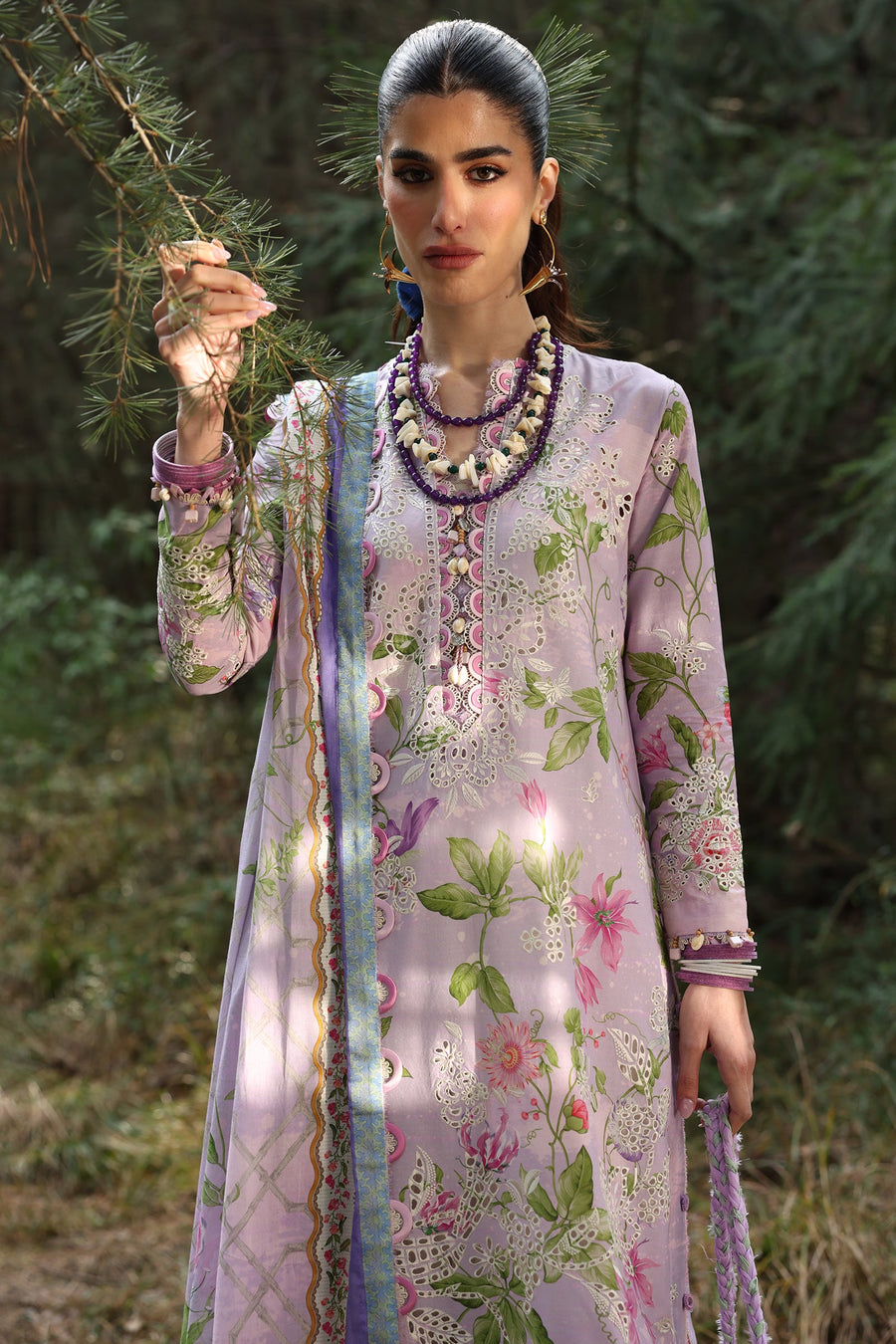 ZAHA Neelum Embroidered Lawn Unstitched 3Pc Suit ZL25-02A ELARA