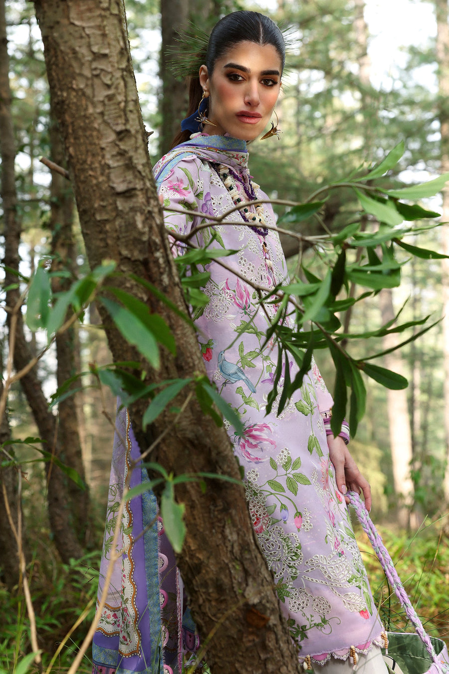 ZAHA Neelum Embroidered Lawn Unstitched 3Pc Suit ZL25-02A ELARA