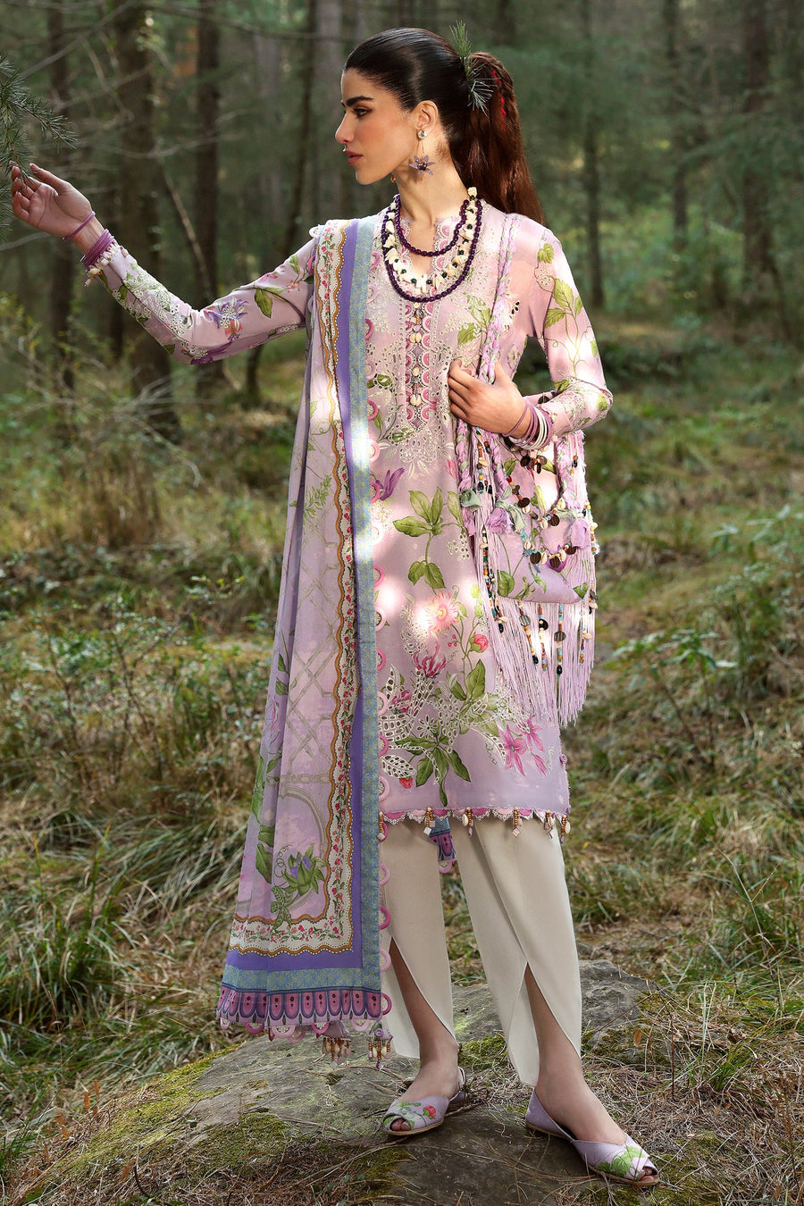 ZAHA Neelum Embroidered Lawn Unstitched 3Pc Suit ZL25-02A ELARA