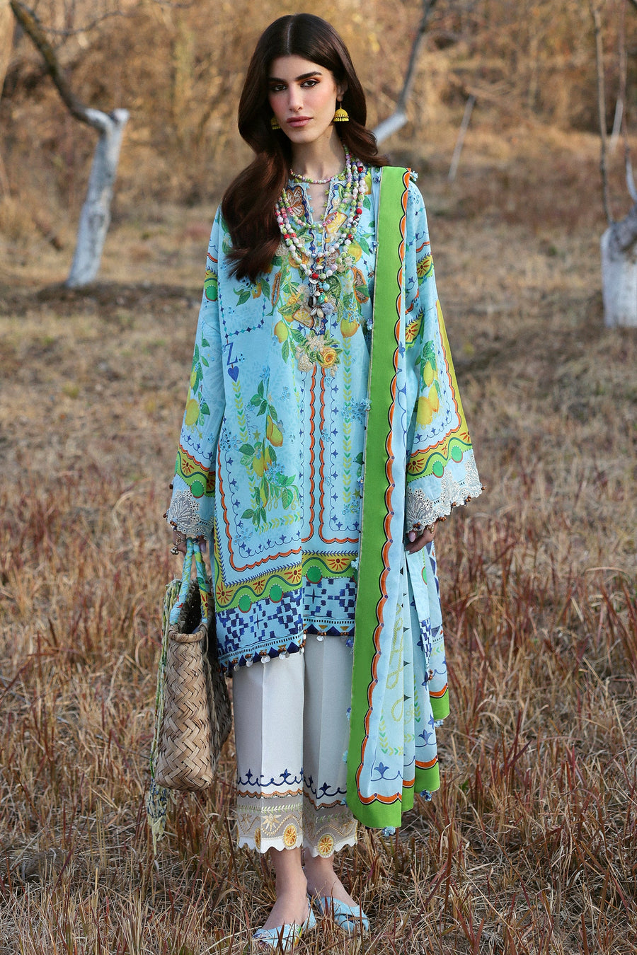 ZAHA Neelum Embroidered Lawn Unstitched 3Pc Suit ZL25-04B DAHLIA