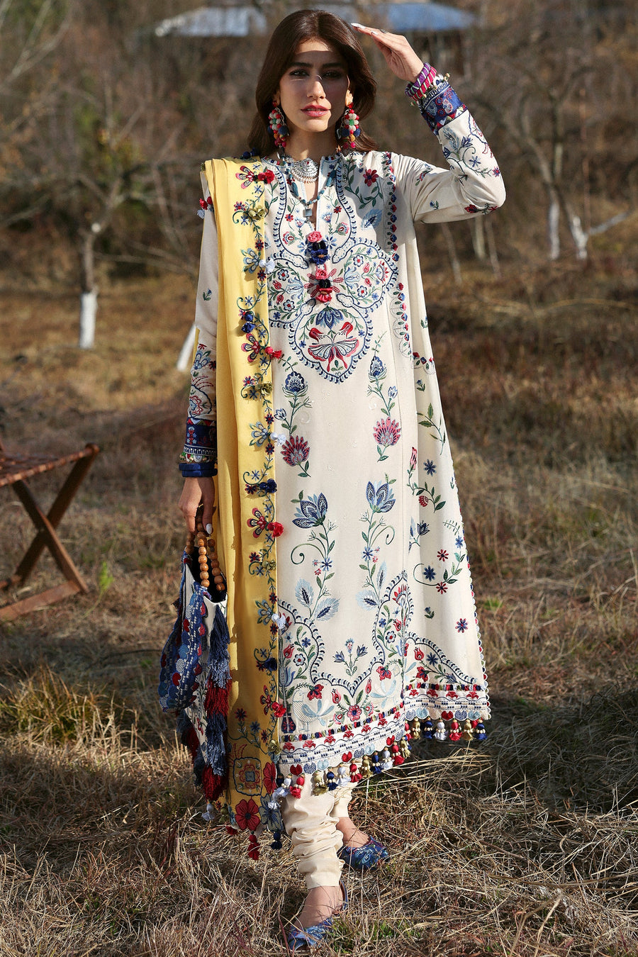 ZAHA Neelum Embroidered Lawn Unstitched 3Pc Suit ZL25-11B KASHUR