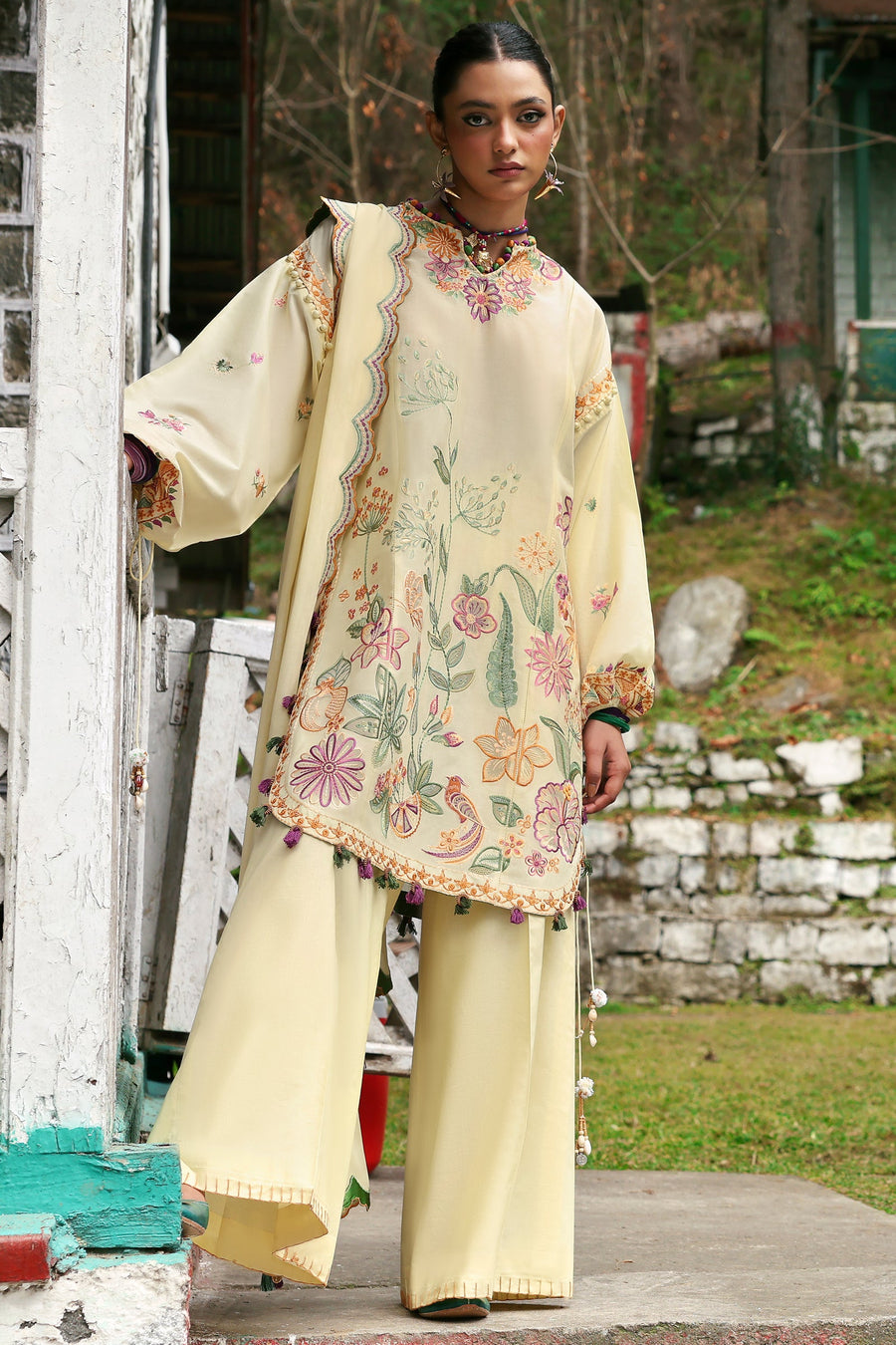 ZAHA Neelum Embroidered Lawn Unstitched 3Pc Suit ZL25-13A ZANIA