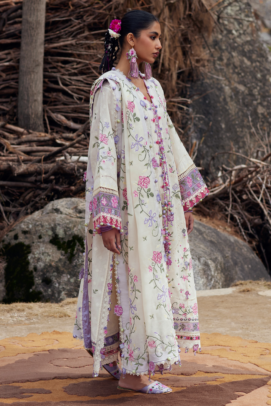 ZAHA Meili Festive Embroidered Lawn Unstitched 3Pc Suit ZL26-03A HUĀ YÙN