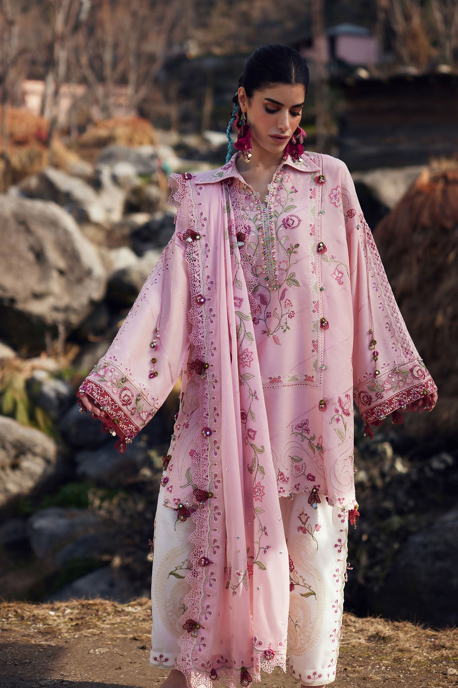ZAHA Meili Festive Embroidered Lawn Unstitched 3Pc Suit ZL26-06B BÌ YÙN