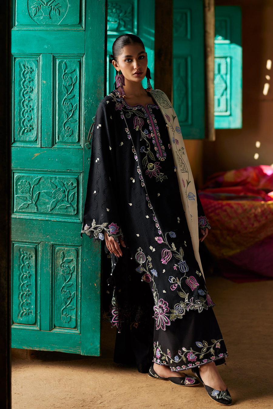 ZAHA Meili Festive Embroidered Lawn Unstitched 3Pc Suit ZL26-07B MÍ SÈ