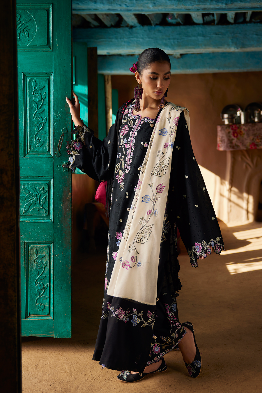 ZAHA Meili Festive Embroidered Lawn Unstitched 3Pc Suit ZL26-07B MÍ SÈ
