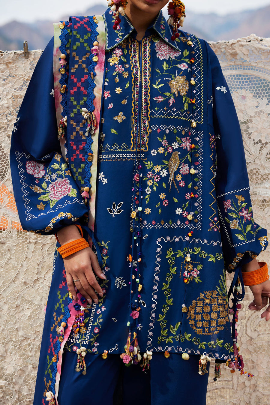 ZAHA Meili Festive Embroidered Lawn Unstitched 3Pc Suit ZL26-08A CǍI FĒNG