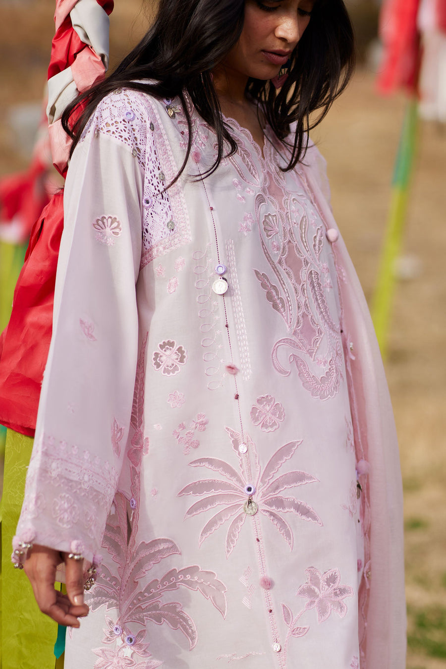 ZAHA Meili Festive Embroidered Lawn Unstitched 3Pc Suit ZL26-09B FĚN YÙN
