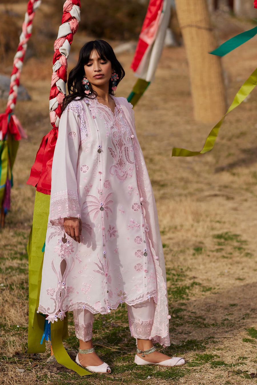 ZAHA Meili Festive Embroidered Lawn Unstitched 3Pc Suit ZL26-09B FĚN YÙN