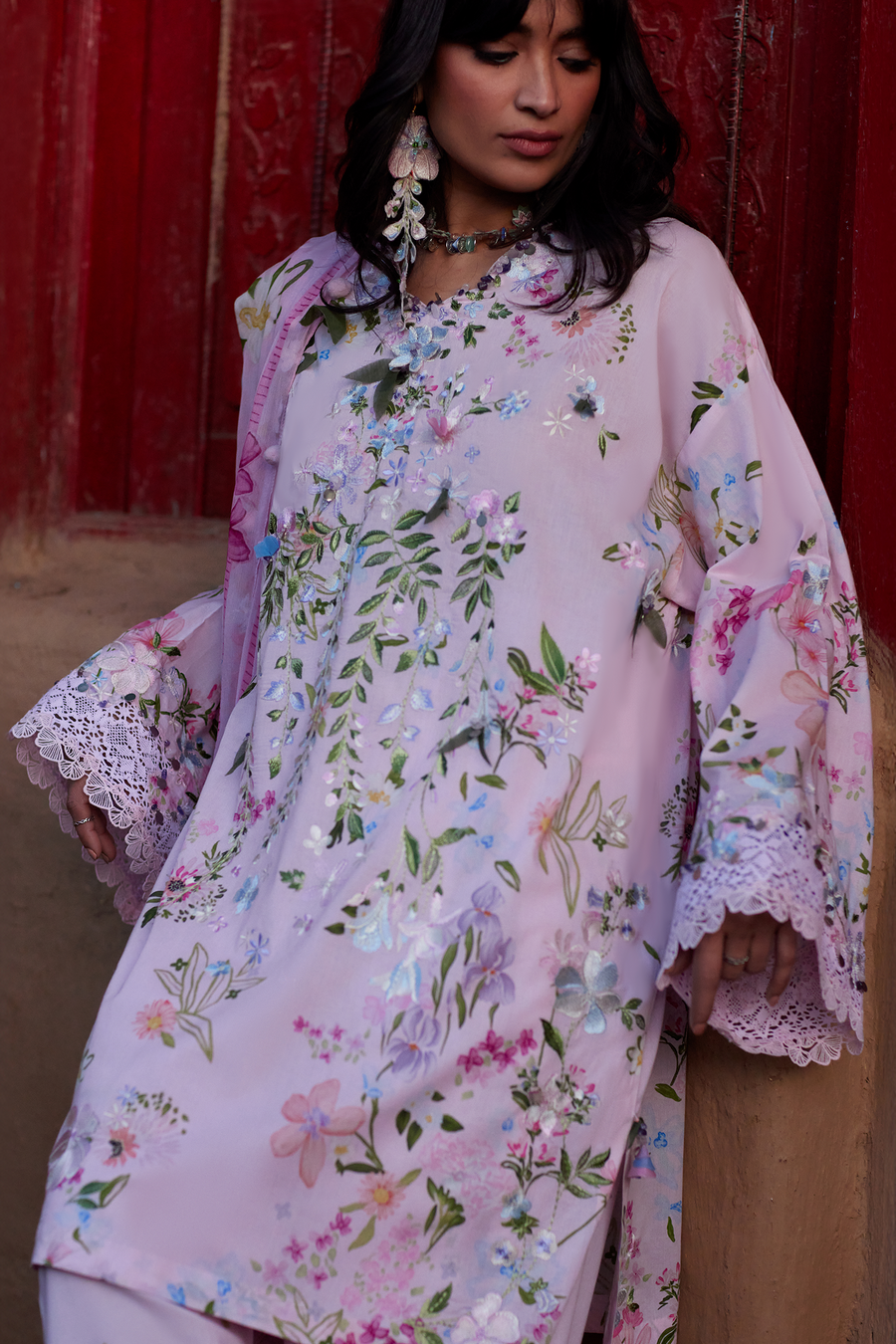 ZAHA Meili Festive Embroidered Lawn Unstitched 3Pc Suit ZL26-12A JIĀ