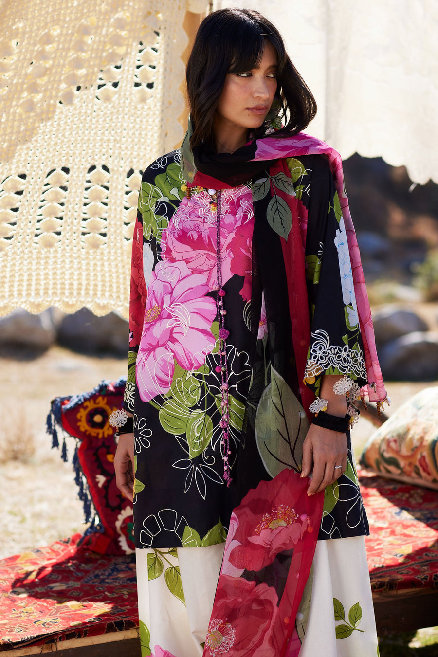 ZAHA Meili Festive Embroidered Lawn Unstitched 3Pc Suit ZL26-13A YÀN HUĀ