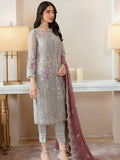 Arzo by Zainab Manan Unstitched Chiffon 3Pc Suit ZM-33 Silver Dove