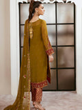 Arzo by Zainab Manan Unstitched Chiffon 3Pc Suit ZM-34 Olive Bloom