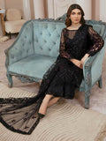 Arzo by Zainab Manan Unstitched Organza 3Pc Suit ZM-36 Midnight Desire