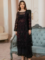 Arzo by Zainab Manan Unstitched Organza 3Pc Suit ZM-36 Midnight Desire