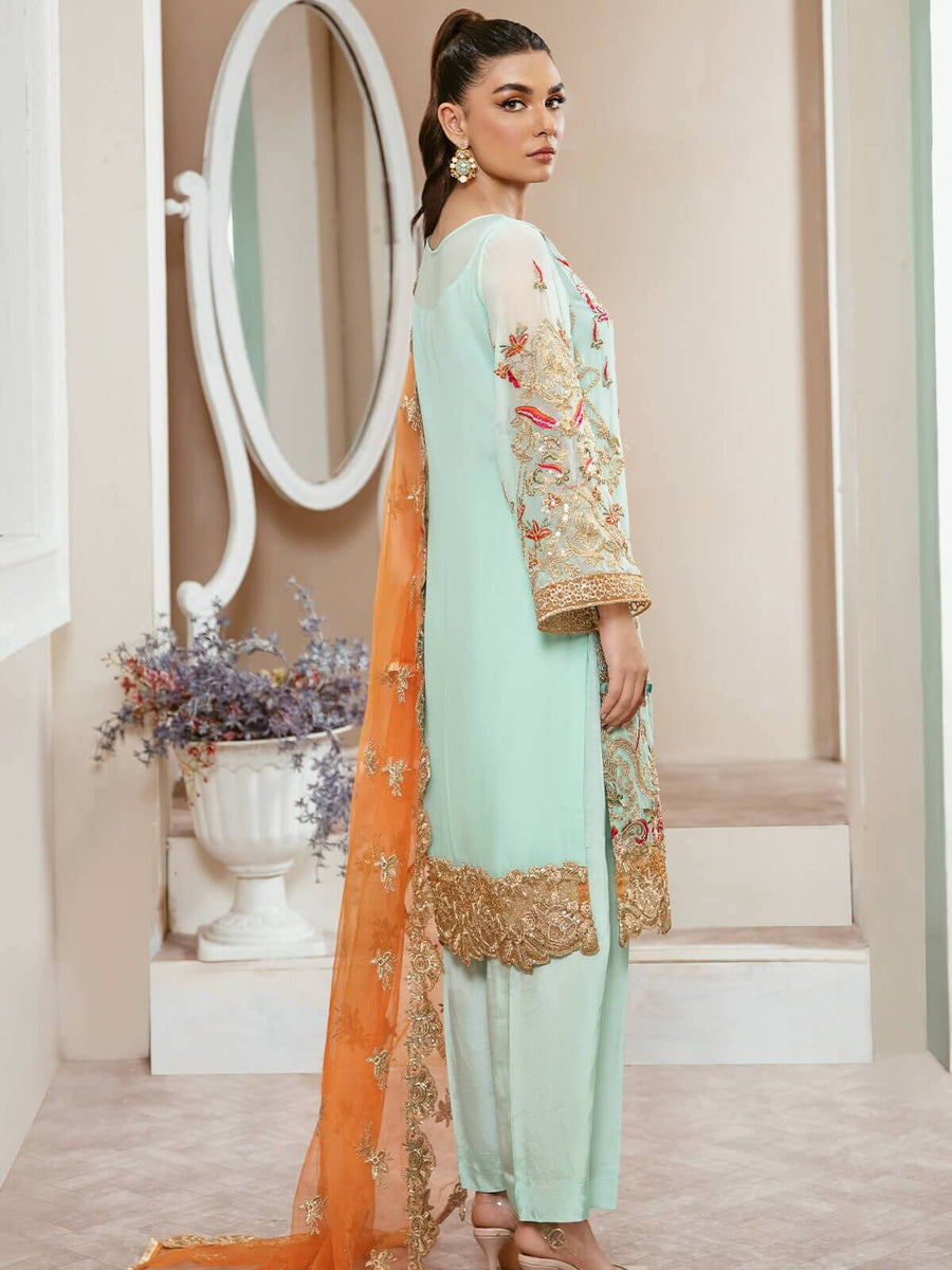 Arzo by Zainab Manan Unstitched Chiffon 3Pc Suit ZM-37 Arctic Moss