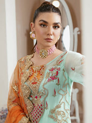 Arzo by Zainab Manan Unstitched Chiffon 3Pc Suit ZM-37 Arctic Moss