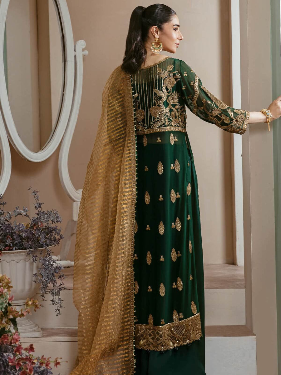 Arzo by Zainab Manan Unstitched Chiffon 3Pc Suit ZM-38 Emerald Glam
