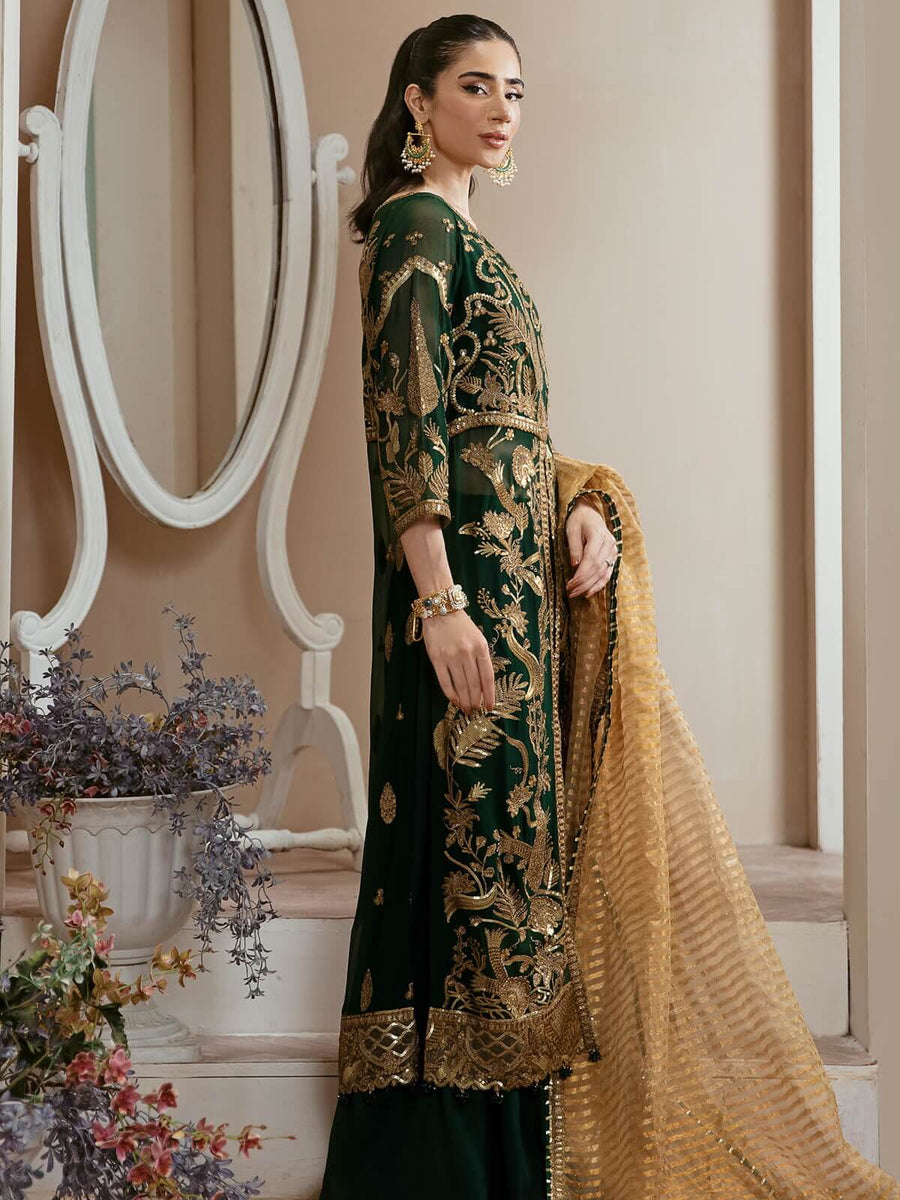 Arzo by Zainab Manan Unstitched Chiffon 3Pc Suit ZM-38 Emerald Glam