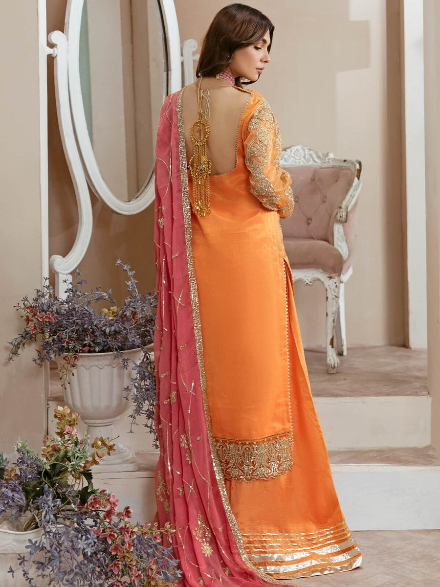 Arzo by Zainab Manan Unstitched Missouri 3Pc Suit ZM-39 Tangerine Fantasy