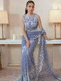 Arzo by Zainab Manan Embroidered Net Unstitched Saree ZM-40 Tiffany Glow (A)