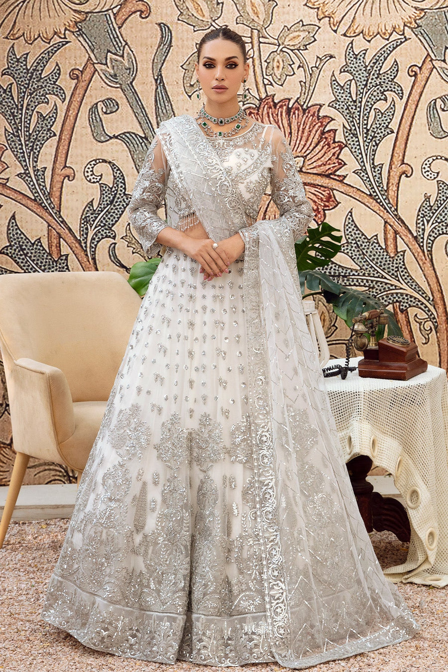 Zainab Manan Aanchel Brides Embroidered Net Unstitched 3Pc Suit ZMB-04