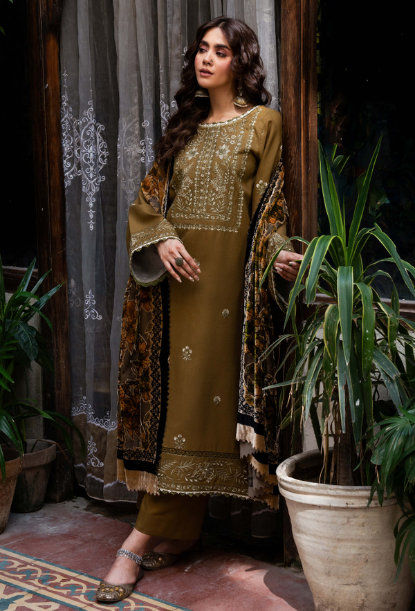 Humdum Zouq Vol-02 Embroidered Wool Unstitched 3Pc Suit D-02