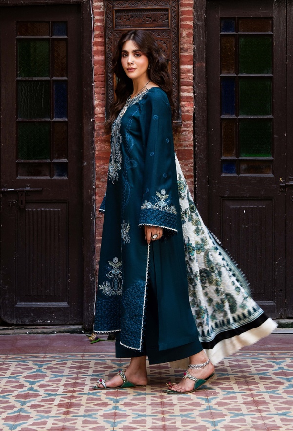 Humdum Zouq Vol-02 Embroidered Wool Unstitched 3Pc Suit D-04