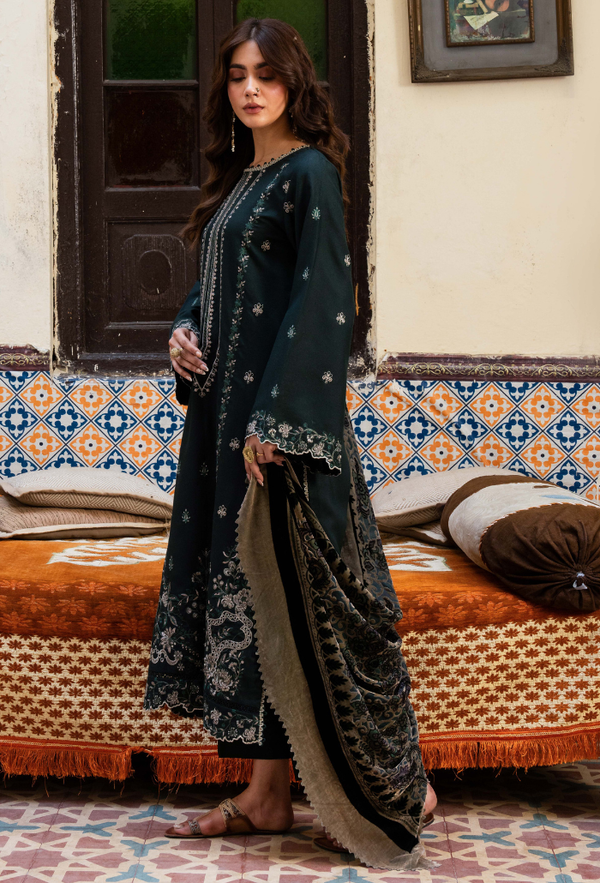 Humdum Zouq Vol-02 Embroidered Wool Unstitched 3Pc Suit D-06