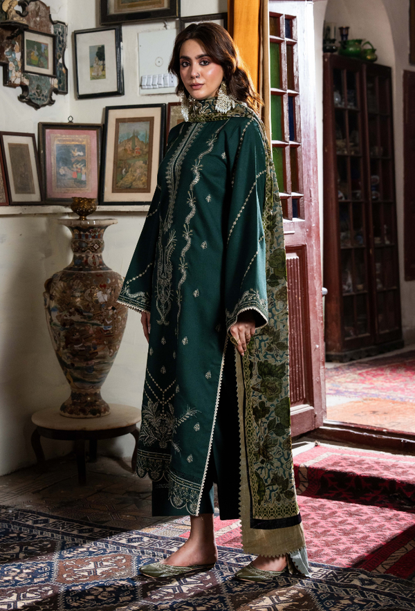 Humdum Zouq Vol-02 Embroidered Wool Unstitched 3Pc Suit D-08