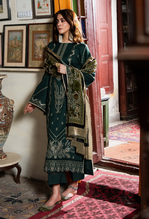 Humdum Zouq Vol-02 Embroidered Wool Unstitched 3Pc Suit D-08
