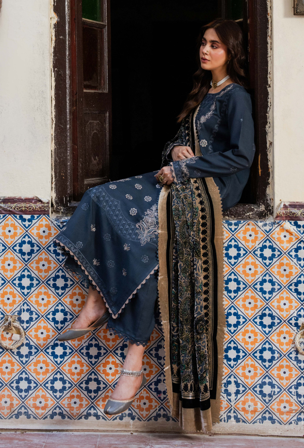 Humdum Zouq Vol-02 Embroidered Wool Unstitched 3Pc Suit D-10