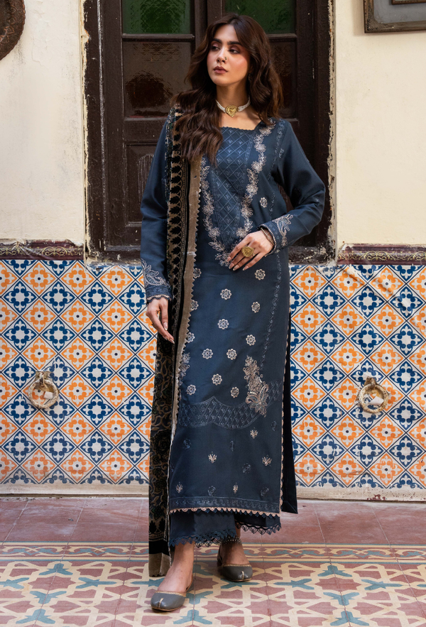Humdum Zouq Vol-02 Embroidered Wool Unstitched 3Pc Suit D-10