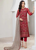 Zarif Pareesia Embroidered Chiffon Unstitched 3Pc Suit ZP-06 CRIMSON
