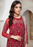 Zarif Pareesia Embroidered Chiffon Unstitched 3Pc Suit ZP-06 CRIMSON
