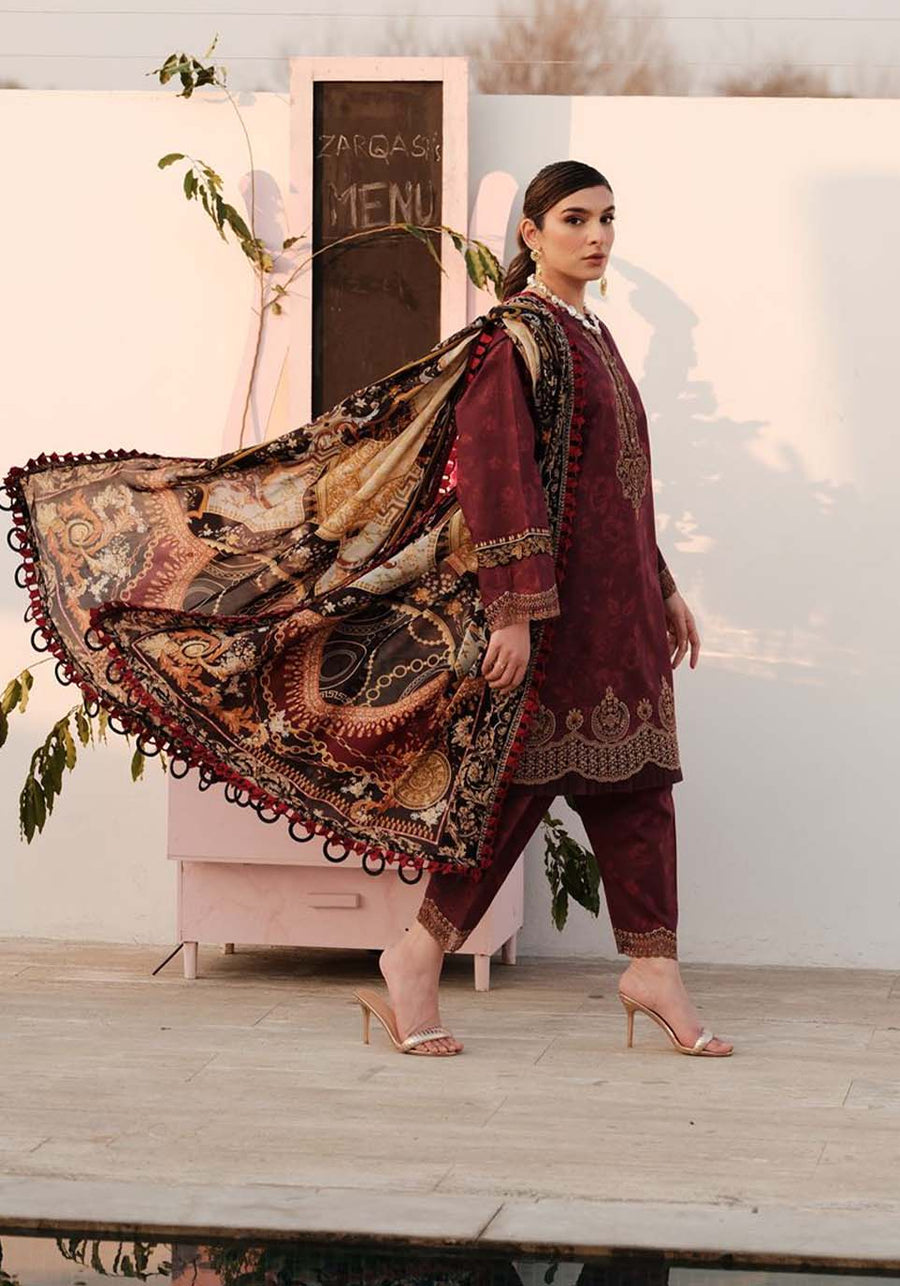 Luxe by Zarqash Embroidered Luxury Lawn Unstitched 3Pc Suit ZQ-06