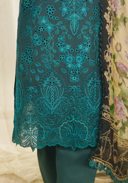 Zarqash Tresor Embroidered Luxury Lawn Unstitched 3Pc Suit ZQT 0011 DINA
